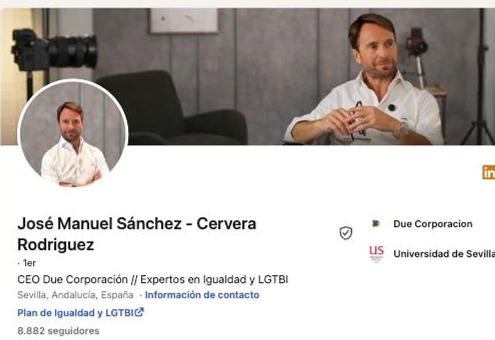 Perfil de LinkedIn de José Manuel Sánchez-Cervera Rodríguez, CEO de Due Corporación, con 8.882 seguidores.